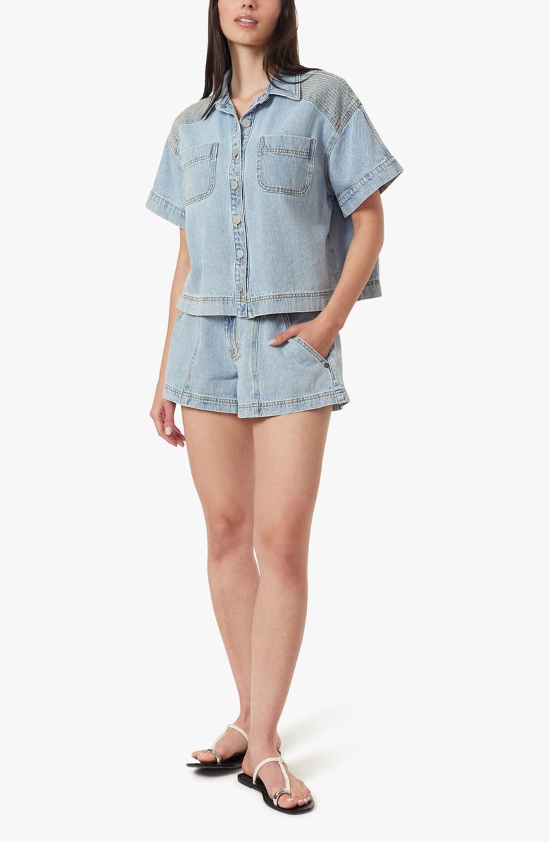 Habitual High Rise Utility Denim Shorts, Alternate, color, Atlantic
