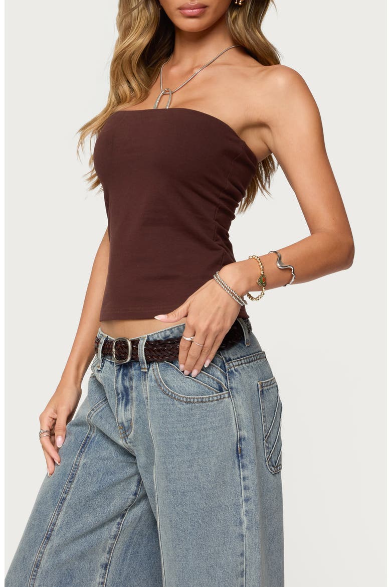Shelf Bra Stretch Cotton Tube Top, Alternate, color, BROWN