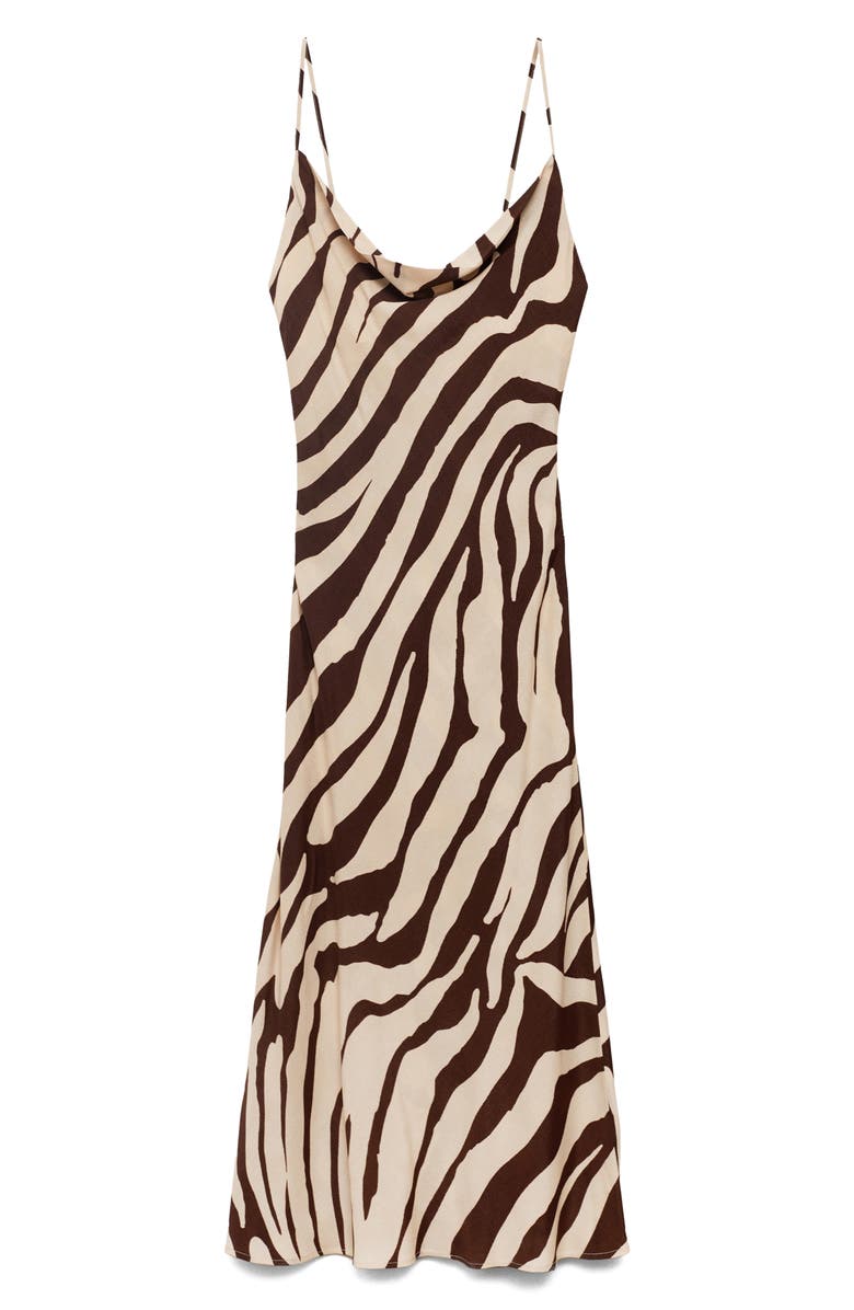 MANGO Zebra Print Slipdress, Alternate, color, Brown