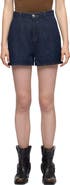 7 For All Mankind High Waist Cotton & Linen Denim Trouser Shorts