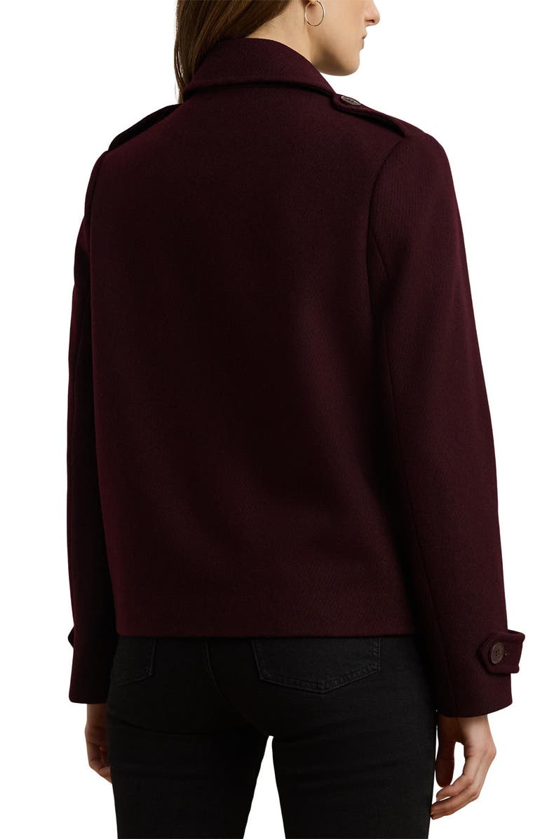 Lauren Ralph Lauren Double Breasted Wool Blend Twill Jacket, Alternate, color, Pinot Noir