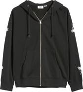 Obey Rose Cotton Blend Graphic Zip Hoodie