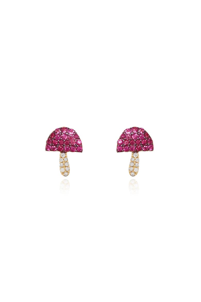 Ruby Mushroom Stud Earrings, Alternate, color, Ruby