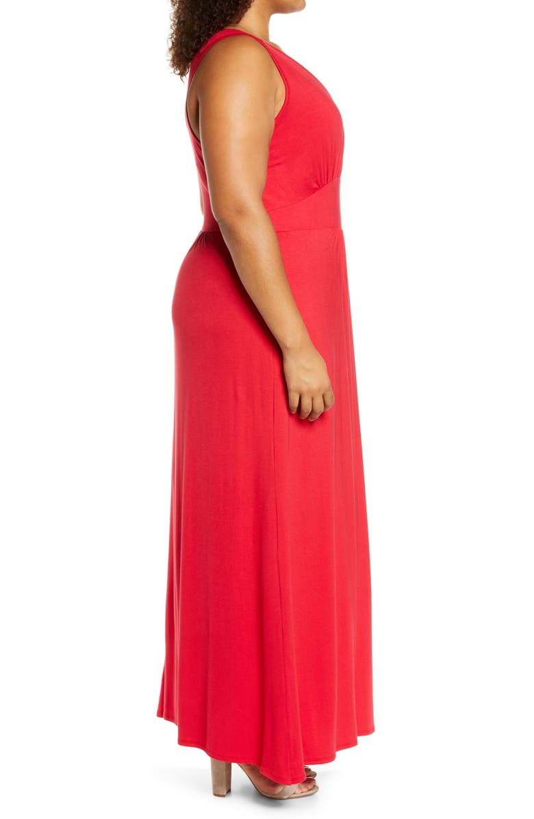 Loveappella Surplice Maxi Dress, Alternate, color, Red