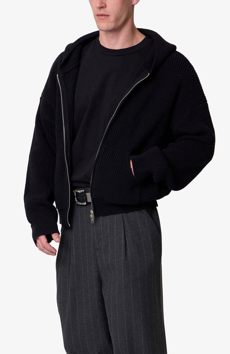 mnml Hooded Zip Cardigan, Alternate, color, Black
