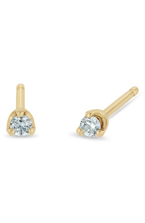 14K Gold Stone Stud Earrings