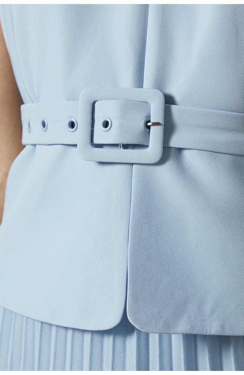 Coast Petite Cross Over Pleated Midi Dress, Alternate, color, Light Blue