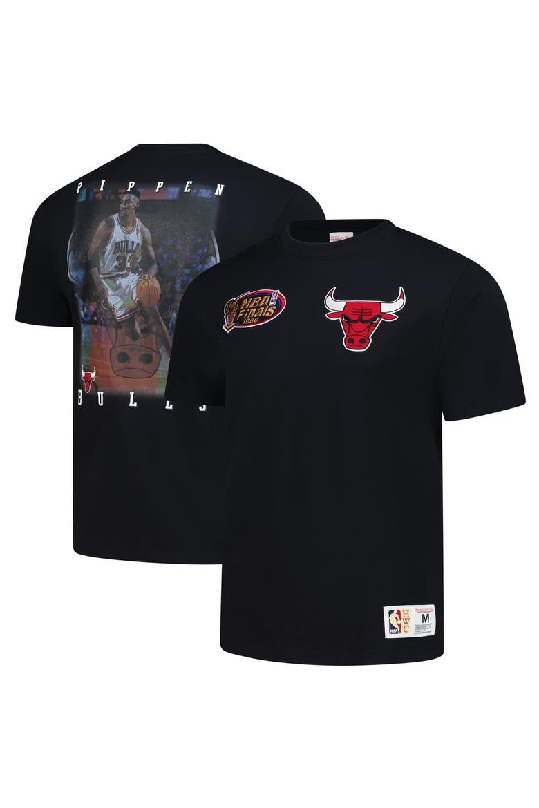Men's Mitchell & Ness Scottie Pippen Black Chicago Bulls Hardwood Classics NBA Legends T-Shirt, Alternate, color, Black