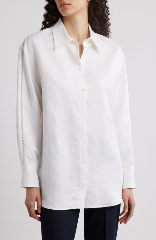 Hugo Boss Boss Belini Openwork Trim Button-up Shirt In White