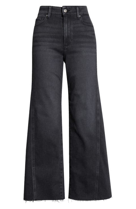 Anessa High Waist Raw Hem Wide Leg Jeans
