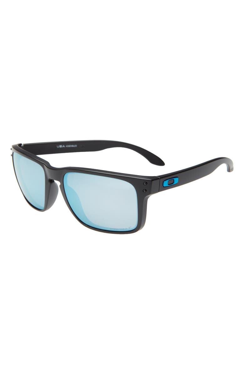 Oakley 59mm Polarized Square Sunglasses, Alternate, color, Matte Black/ Deep Polarized