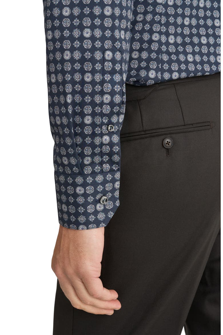 Contemporary Fit Geometric Dress Shirt, Alternate, color, NAVY