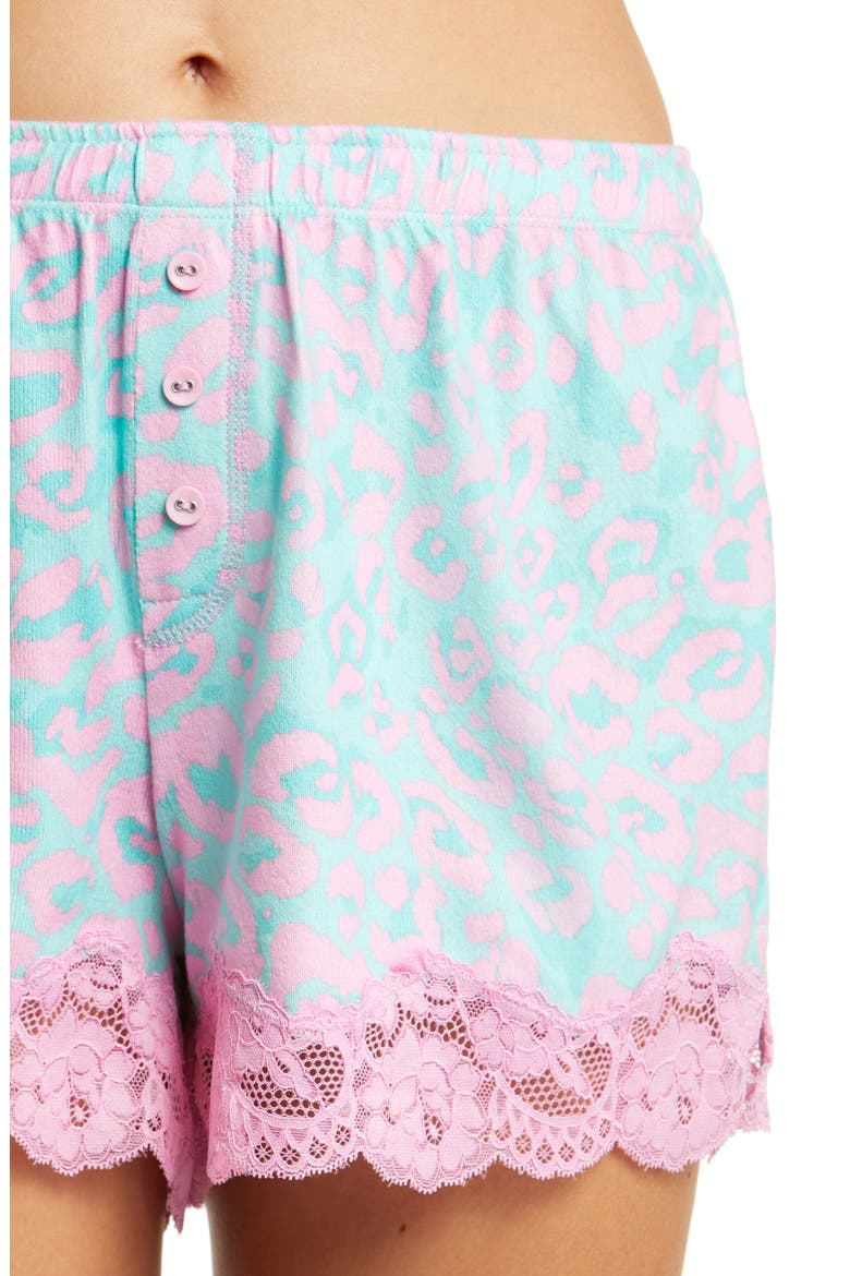 Leo Dreams Lace Trim Brushed Jersey Pajama Shorts, Alternate, color, AQUA