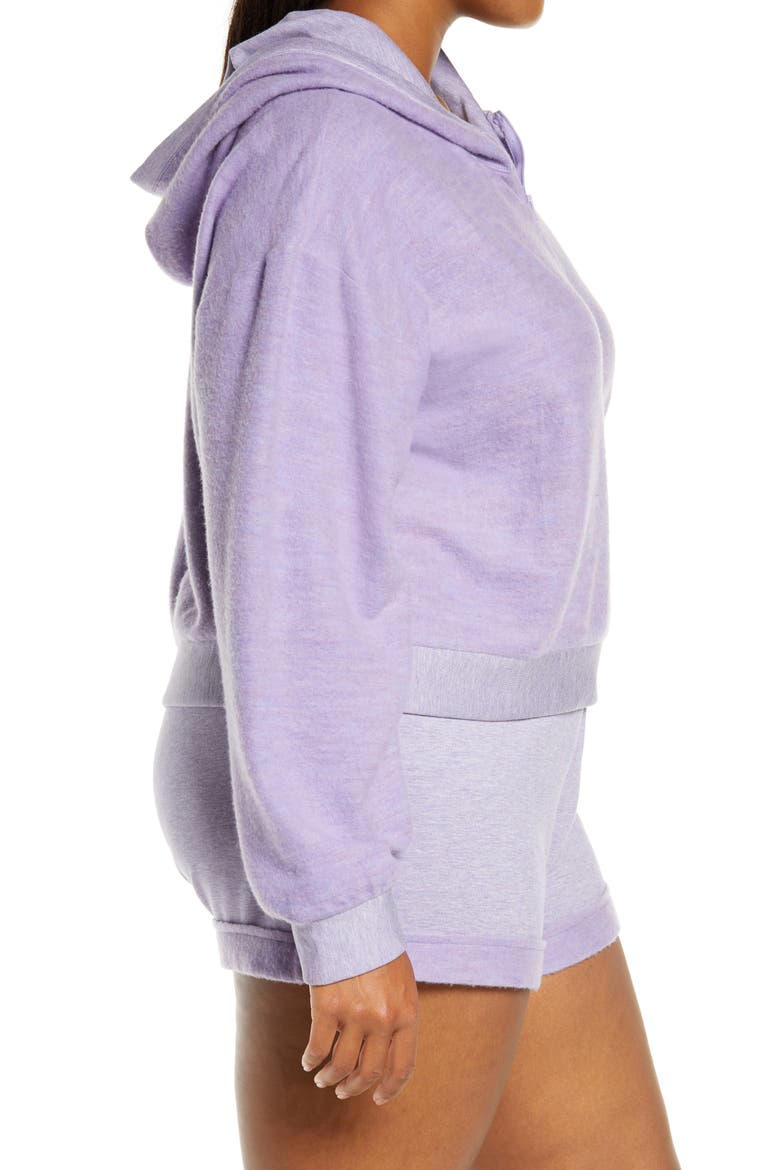 Half Zip Fleece Hoodie, Alternate, color, PURPLE SHEER HEATHER