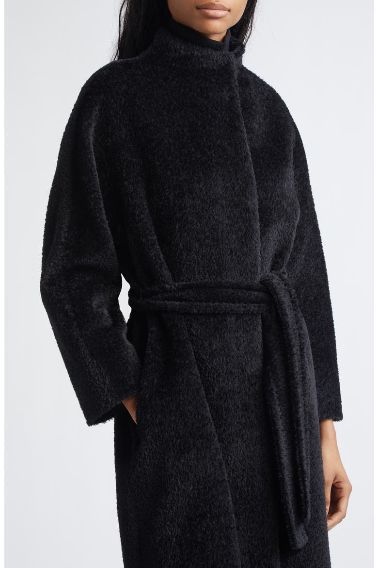 Ferito Alpaca & Virgin Wool Blend Coat, Alternate, color, BLACK