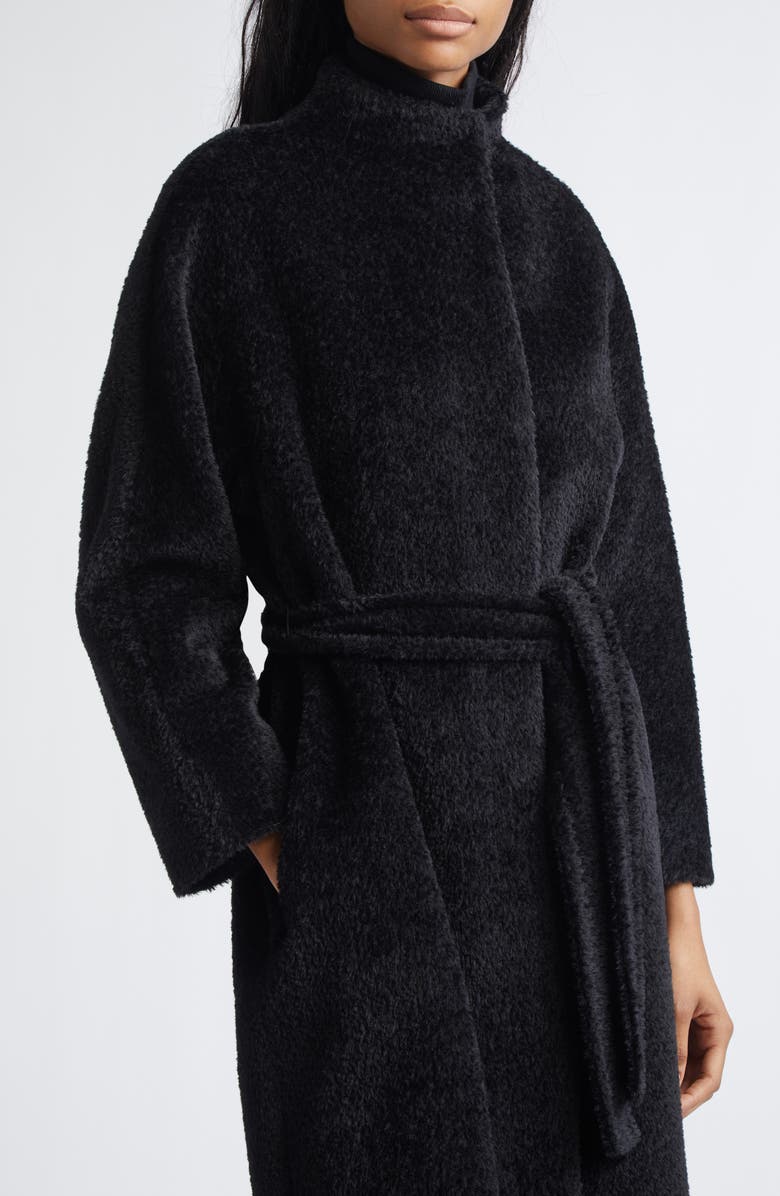 Max Mara Studio Ferito Alpaca & Virgin Wool Blend Coat, Alternate, color, Black