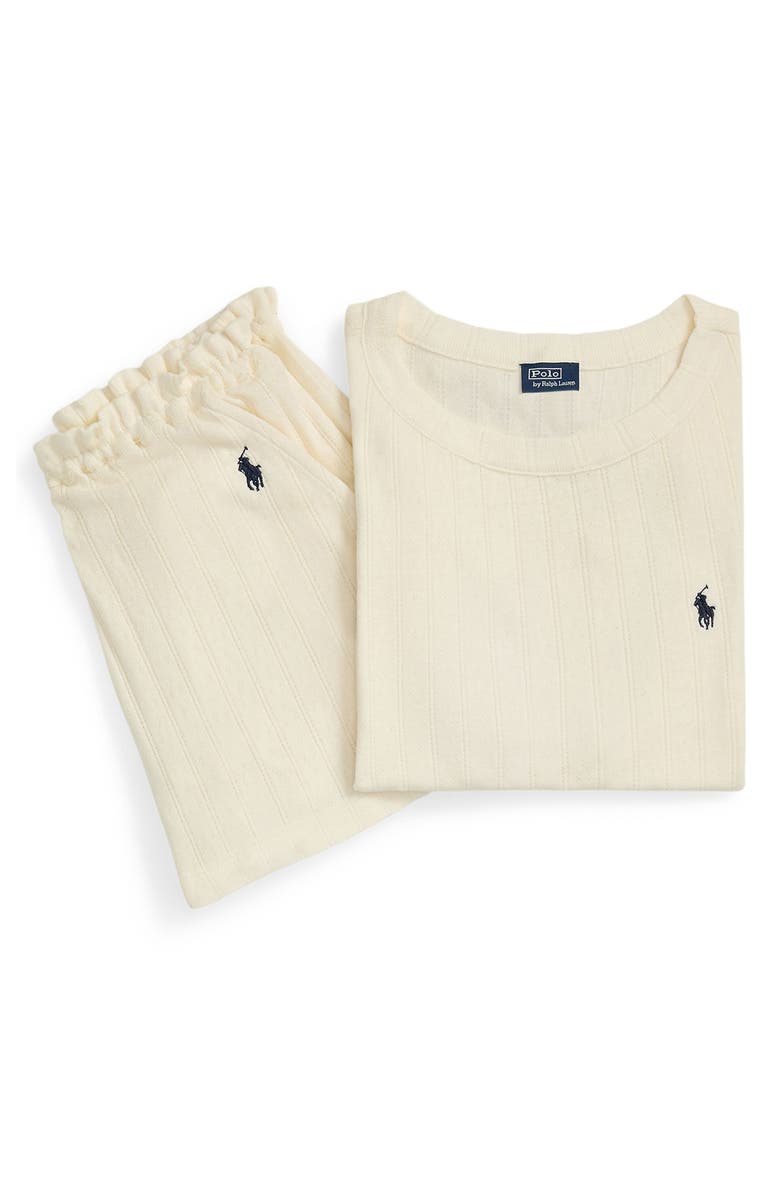 Polo Ralph Lauren Logo Detail Cotton Short Pajamas, Alternate, color, Egret