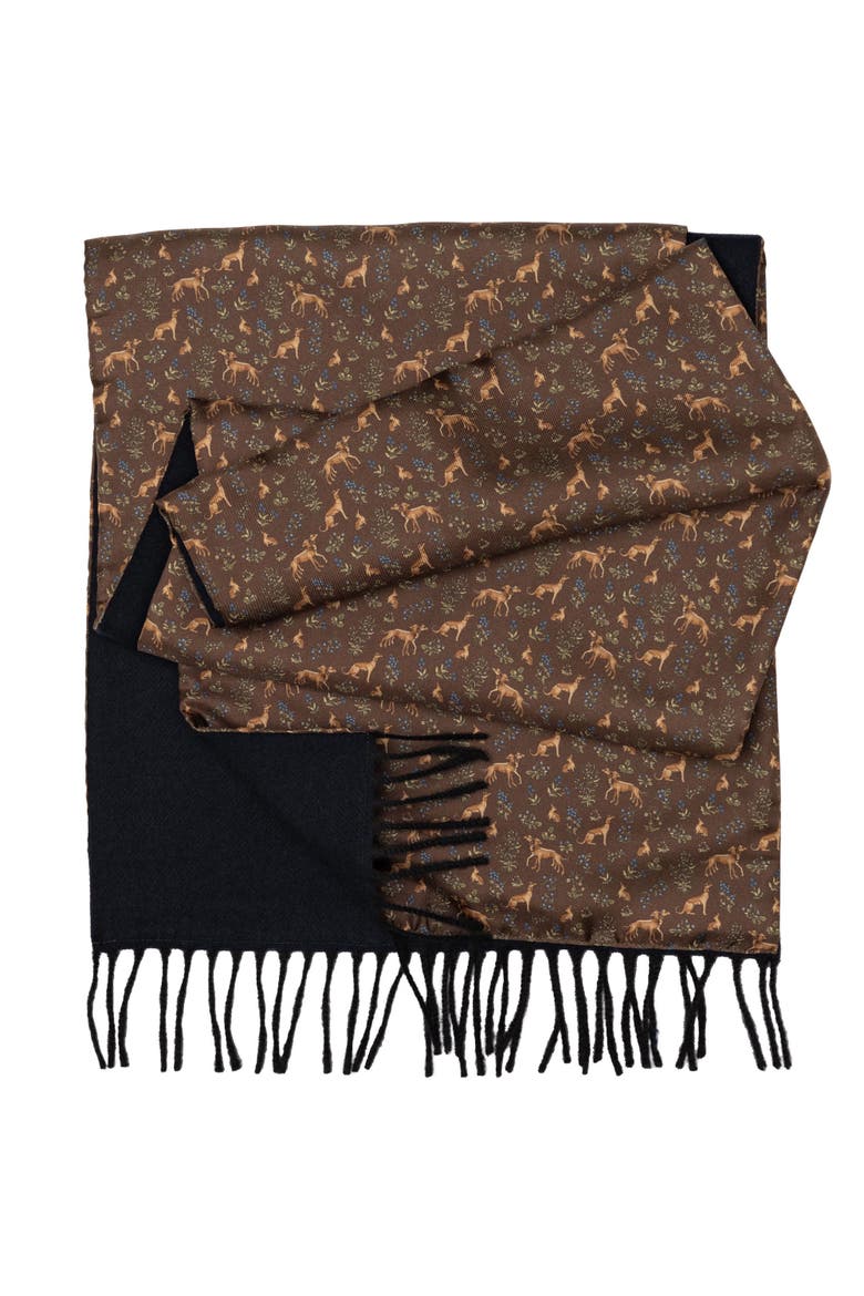 Canis Romanus - Wool Backed Silk Scarf for Men, Main, color, Oak