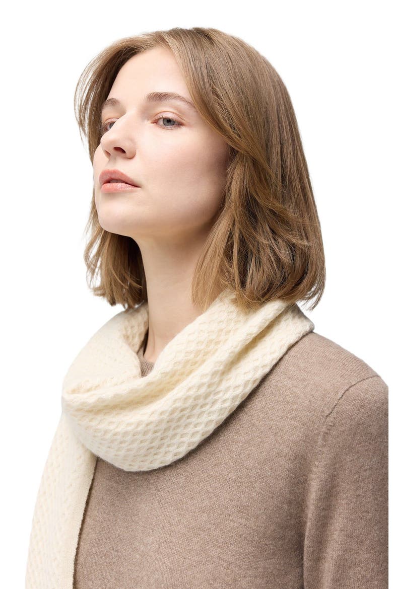 Textured Cashmere Scarf, Alternate, color, off white