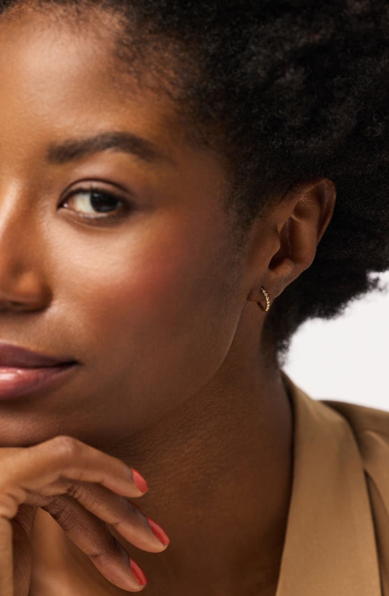 Ana Luisa Small Gold Hoop Earrings - Gold Bead Huggie Hoops, Alternate, color, Gold