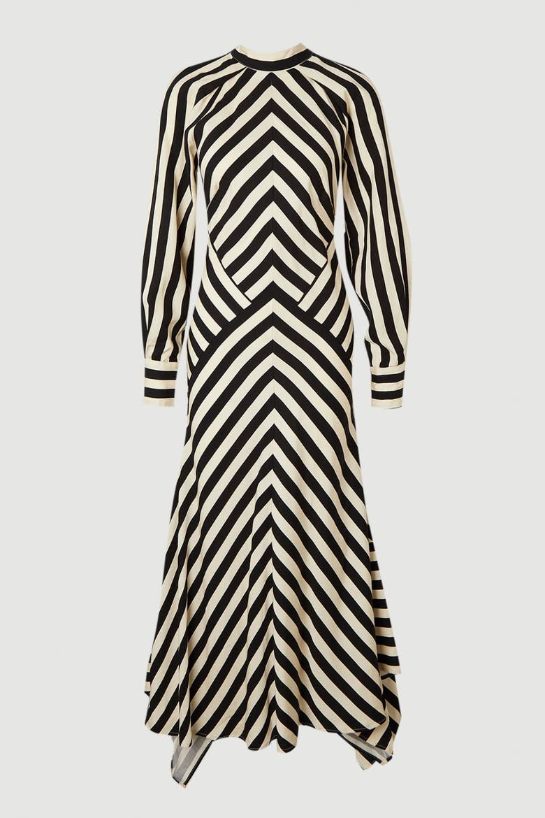 Fluid Stripe Maxi Dress, Alternate, color, Mono