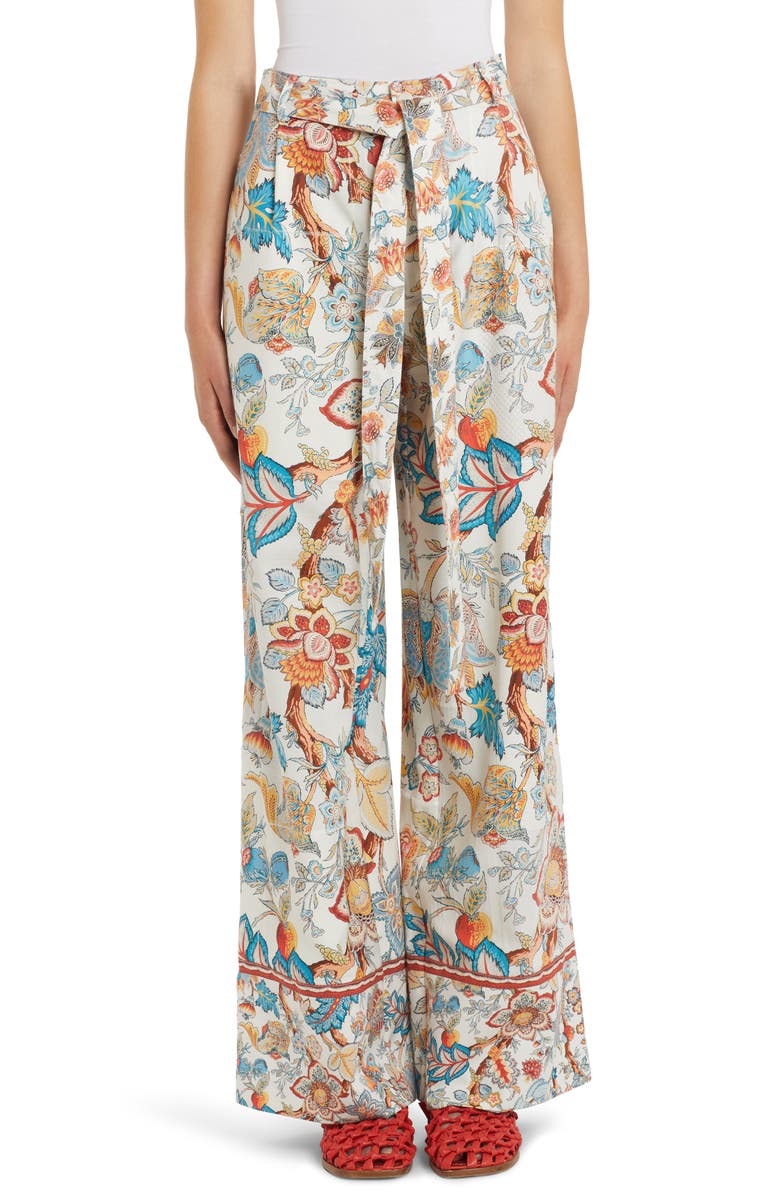 Etro Paisley Print Cotton Blend Palazzo Pants, Main, color,