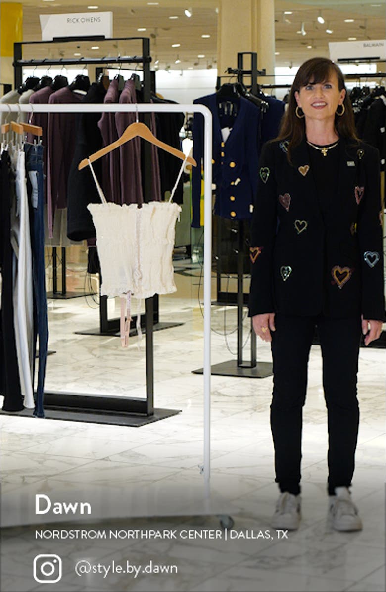 Lula Shirred 
Smocked Sequin Lace-Up Corset Top, sales video thumbnail