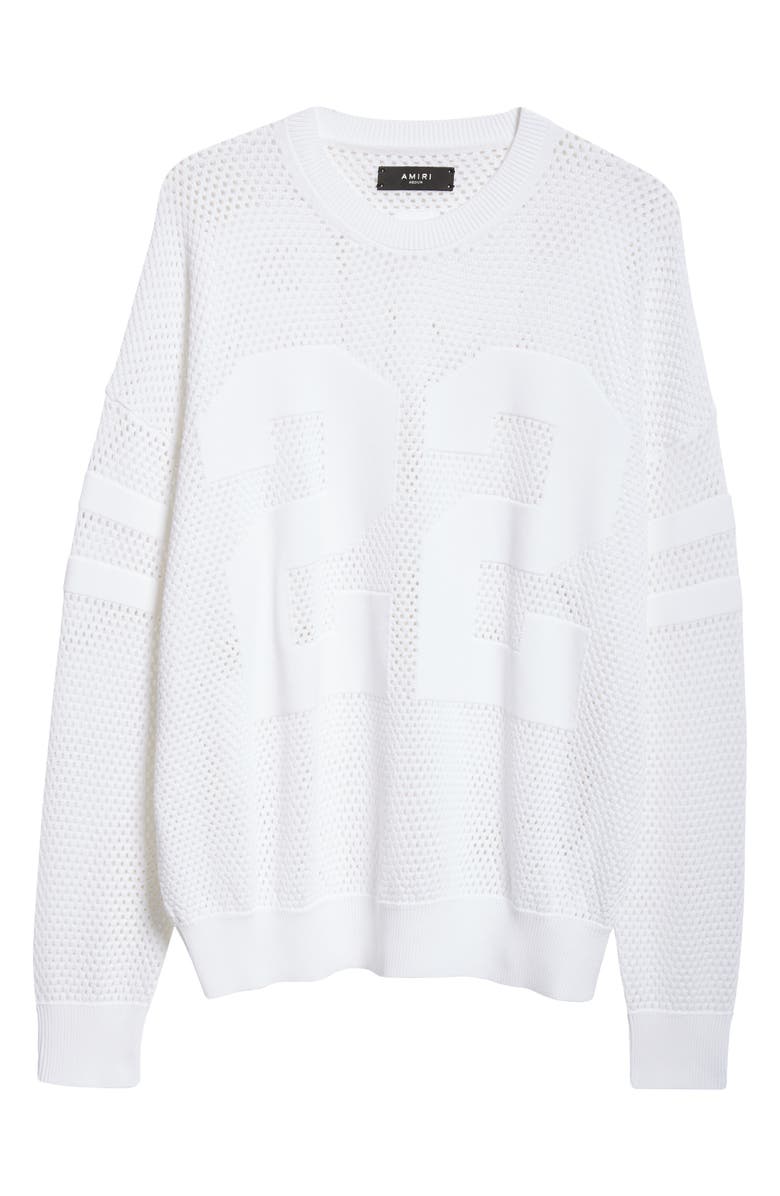 AMIRI 22 Crew Open Stitch Sweater, Alternate, color, White