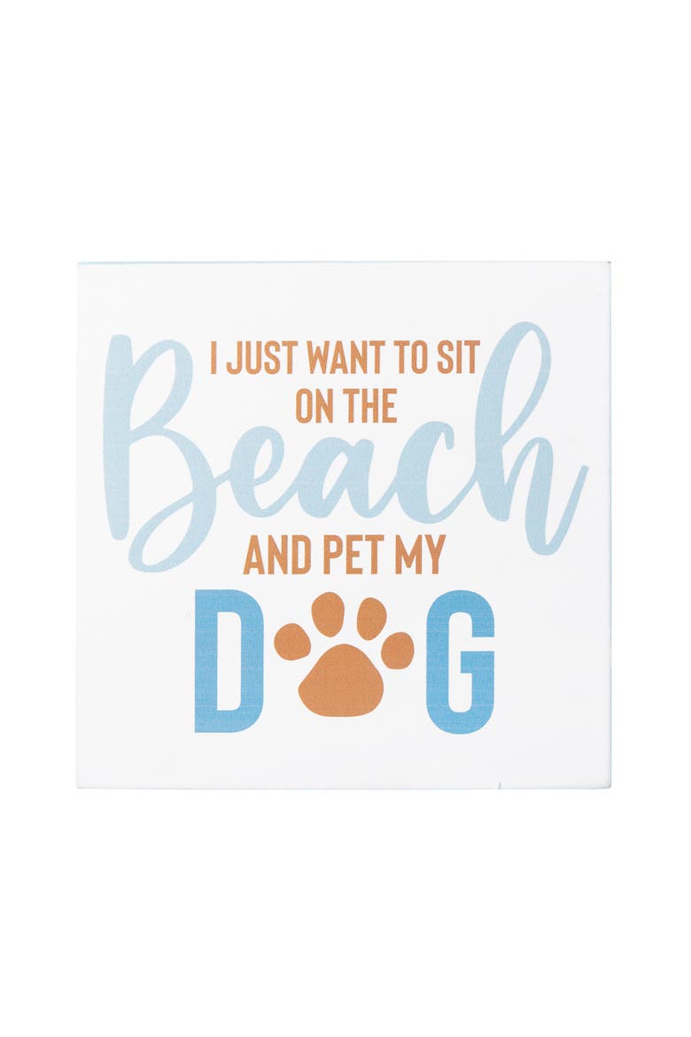 Pet My Dog Wood Block, Main, color, White