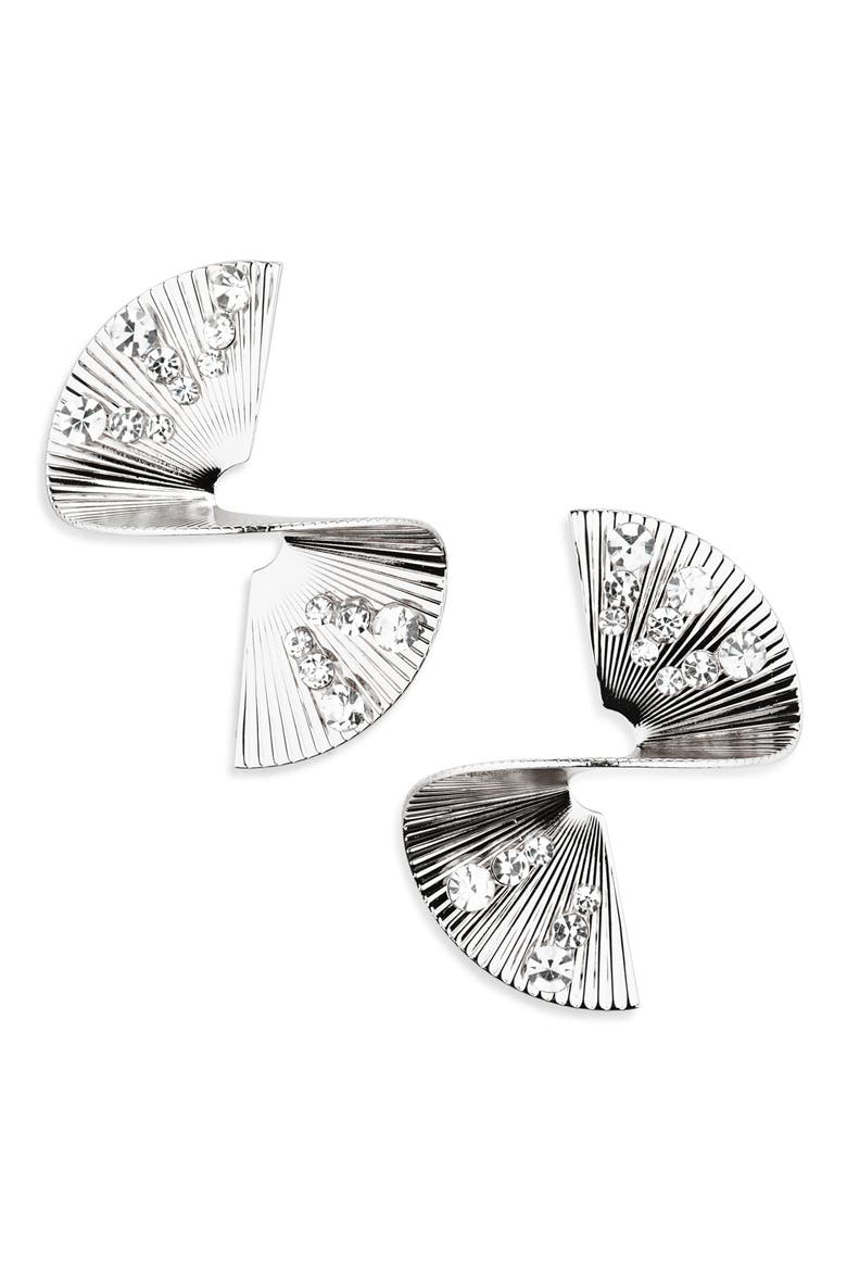 Crystal Twisted Stud Earrings, Main, color, SILVER CRYSTAL