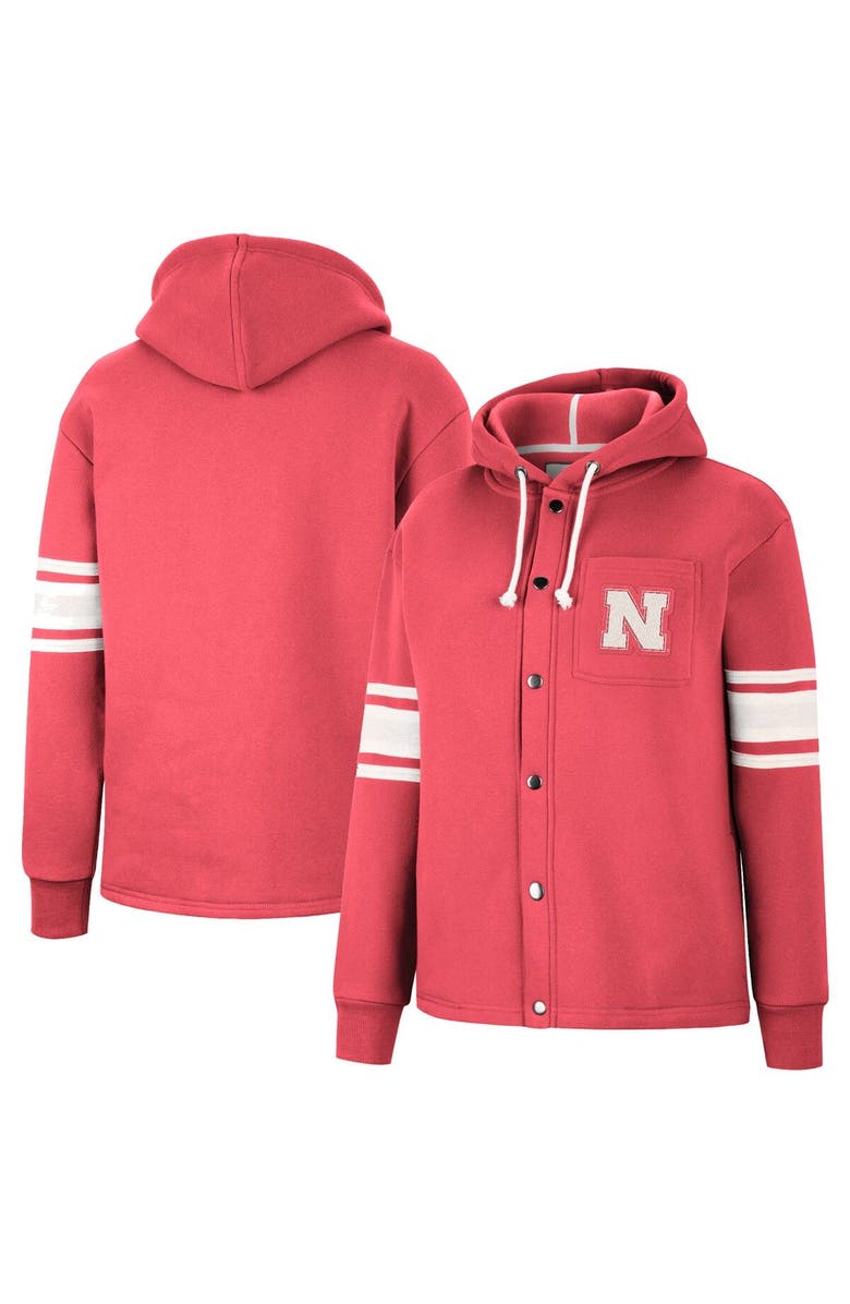 COLOSSEUM Women's Colosseum Scarlet Nebraska Huskers Mia Striped Full-Snap Hoodie Jacket, Main, color,