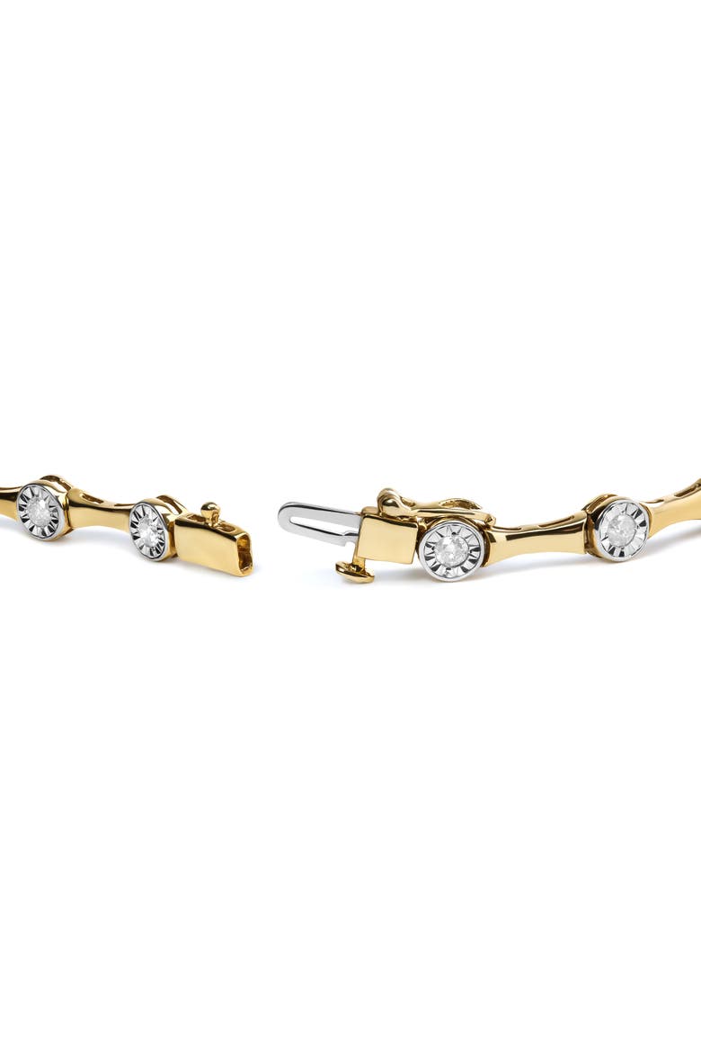 10K Yellow Gold Plated Silver 1.0 Cttw Diamond Bezel Style Station Link Bracelet, Alternate, color, Yellow