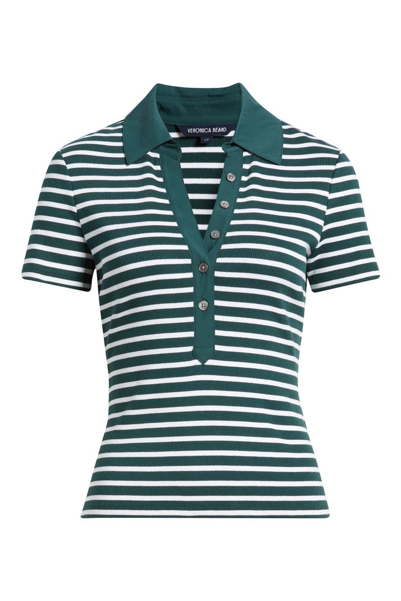Kearney Stripe Mixed Media Stretch Cotton Top, Alternate, color, PINE/ WHITE