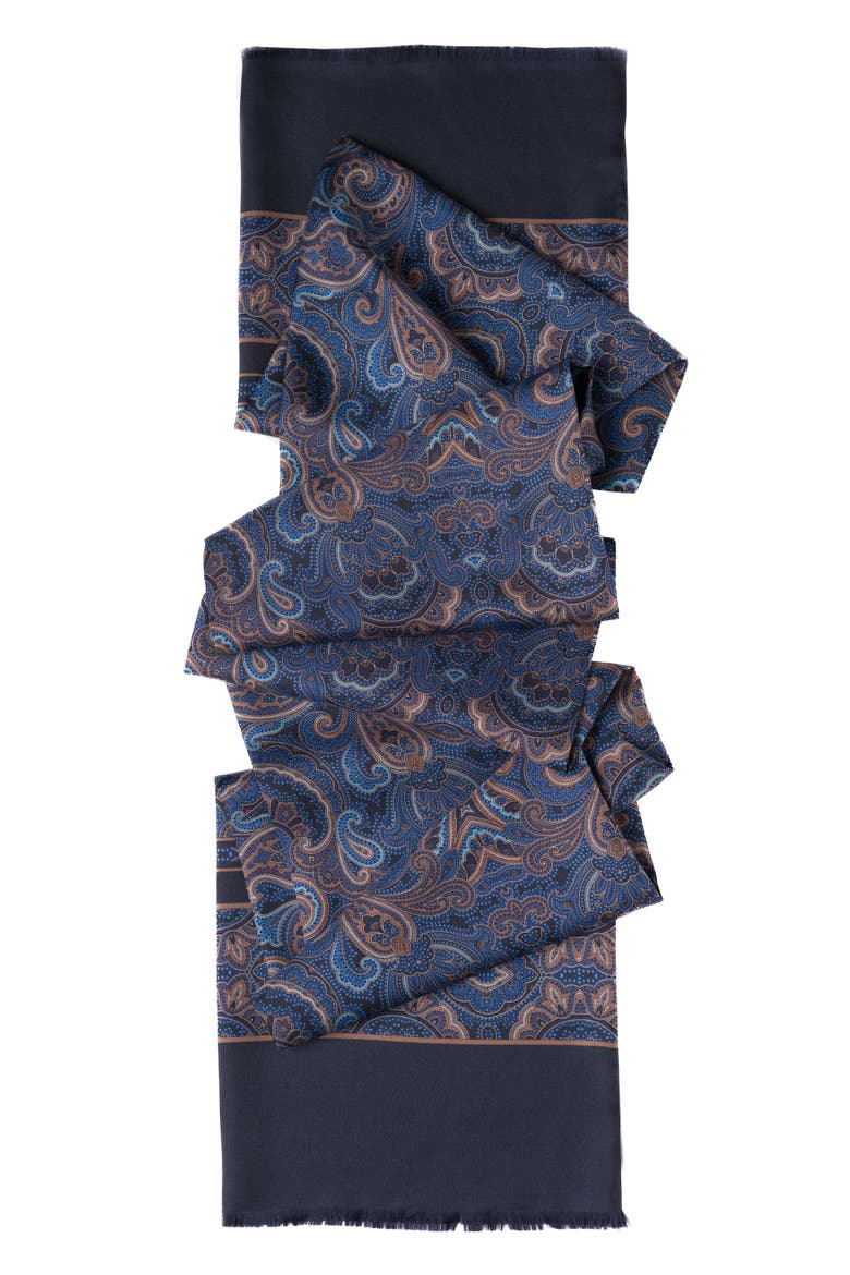 Ferrara - Silk Scarf for Men, Alternate, color, Blue and Brown