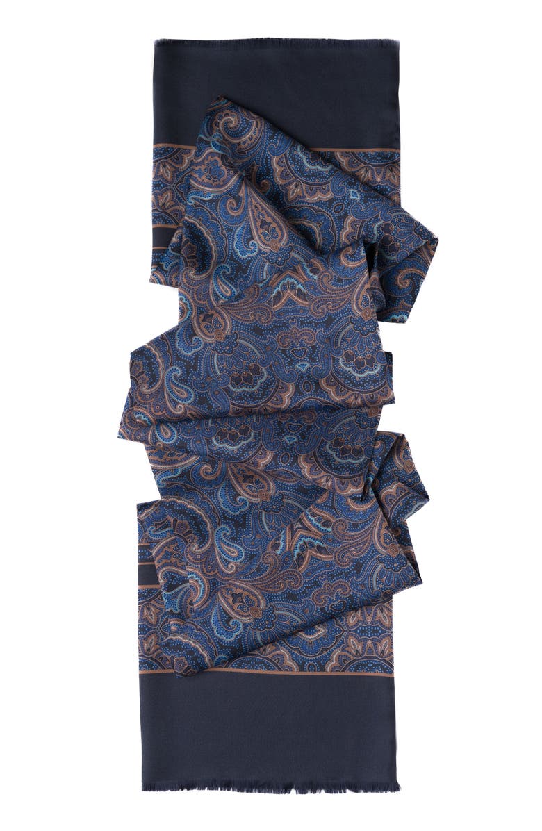 Elizabetta Ferrara - Silk Scarf for Men, Alternate, color, Blue And Brown