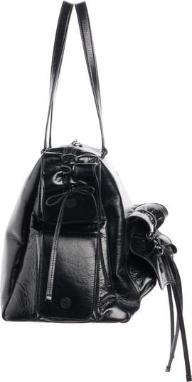 Multipocket Luxe Crinkle Leather Top Handle Bag