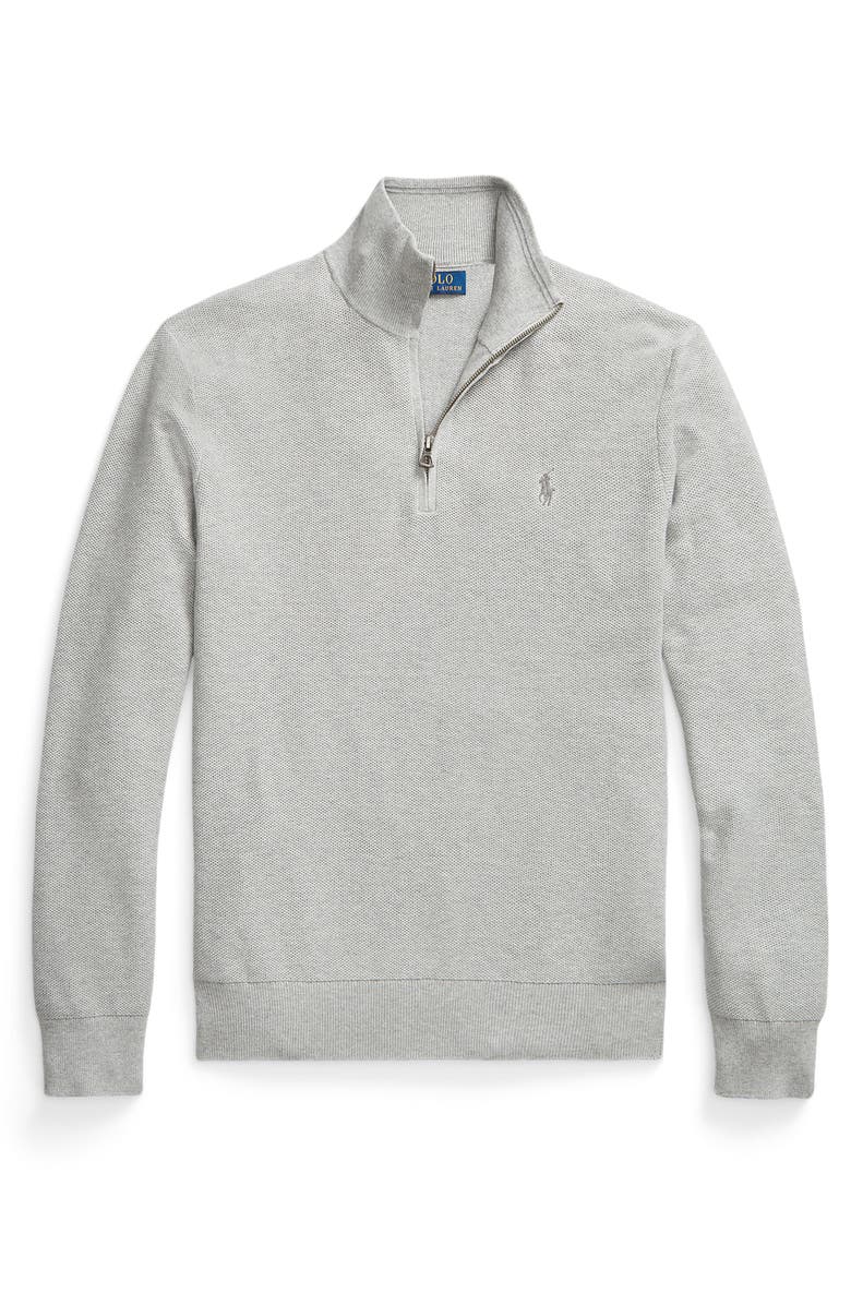 Polo Ralph Lauren Mesh Knit Quarter-Zip Sweater, Alternate, color, Andover Heather