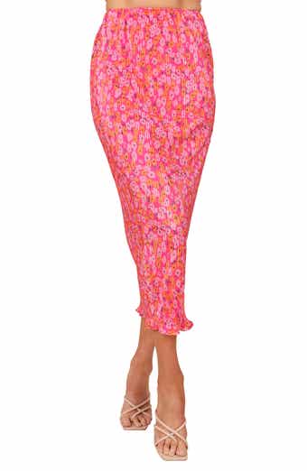 Petal & Pup Minelli Floral Print Plissé Midi Skirt