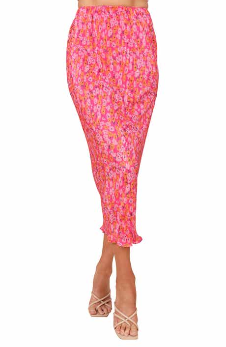 Petal & Pup Minelli Floral Print Plissé Midi Skirt