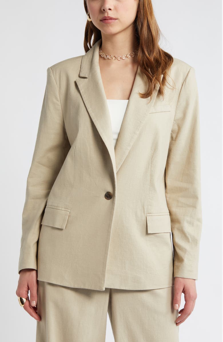 Open Edit Linen Blend Blazer, Alternate, color, 