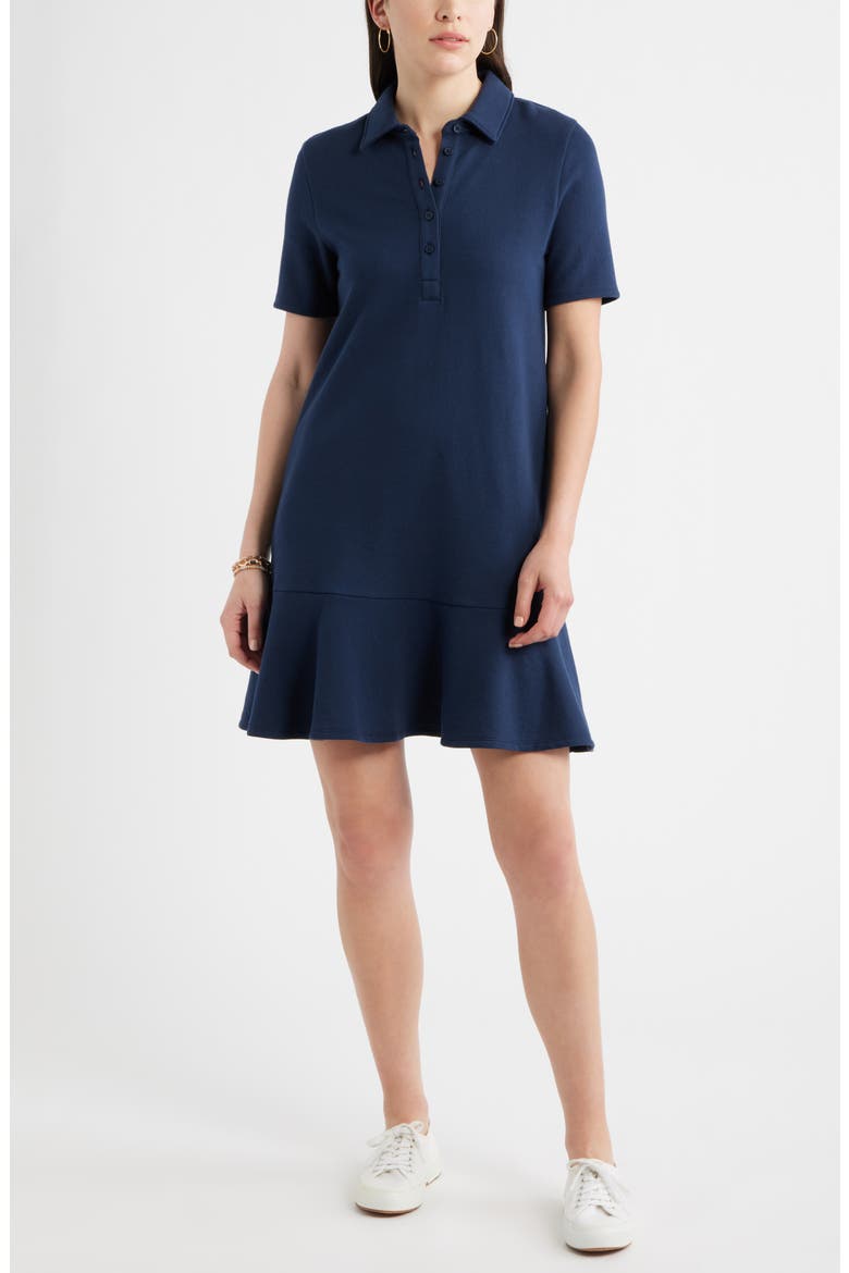 Henley Short Sleeve Polo Dress, Main, color, NAVY STILL