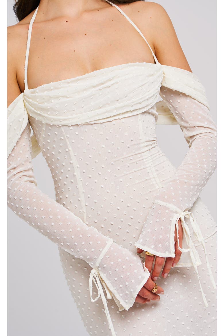 Kaia Long Sleeve Off Shoulder Maxi Dress, Alternate, color, White