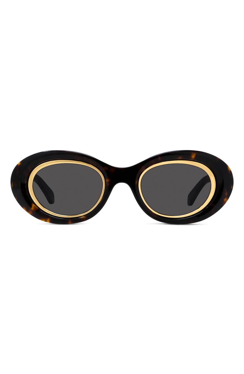 Loewe Anagram 54mm Oval Sunglasses, Main, color, Dark Havana / Smoke