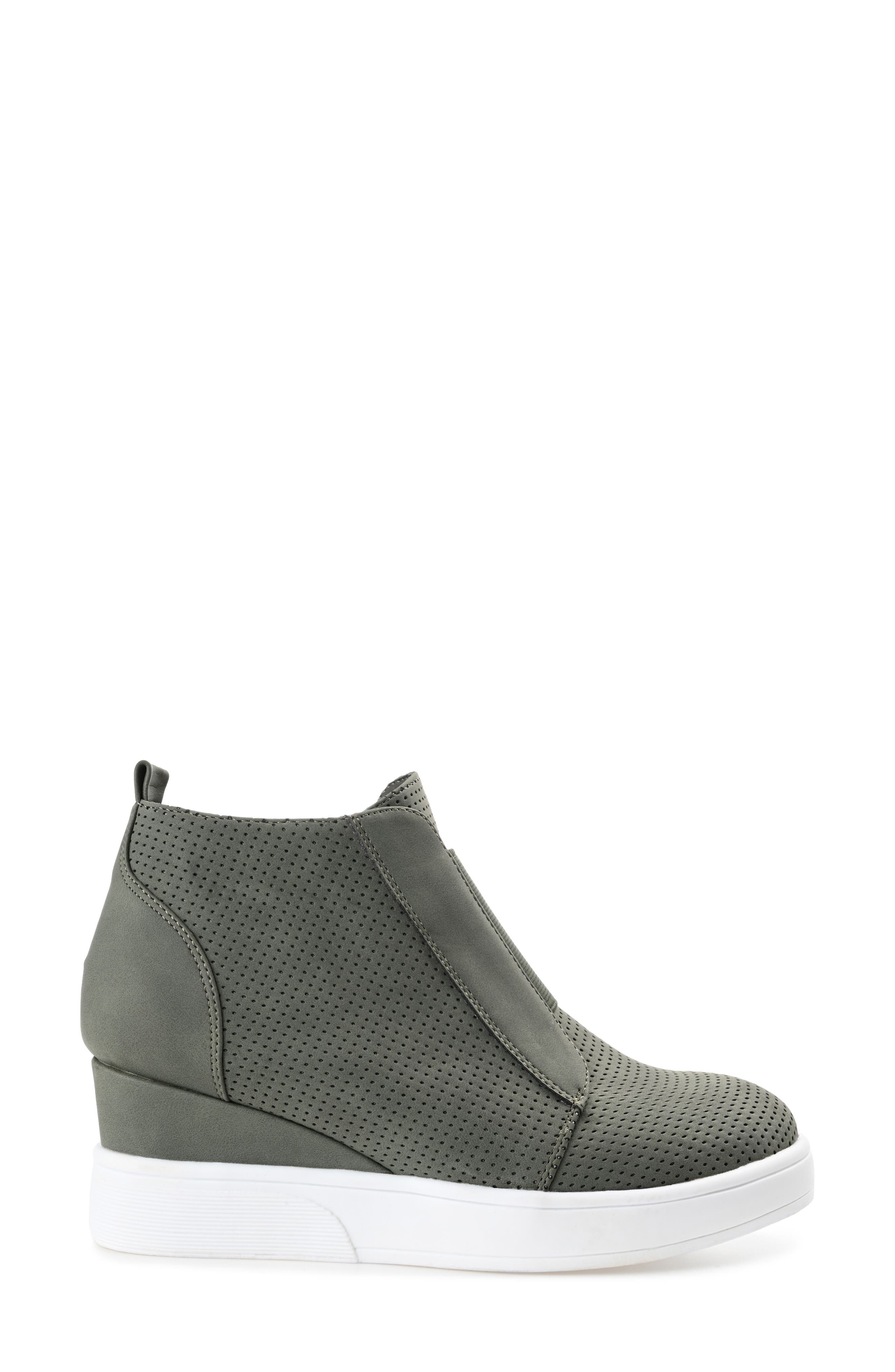 Journee Collection Clara Wedge Sneaker - Wide Width, Alternate, color, Olive