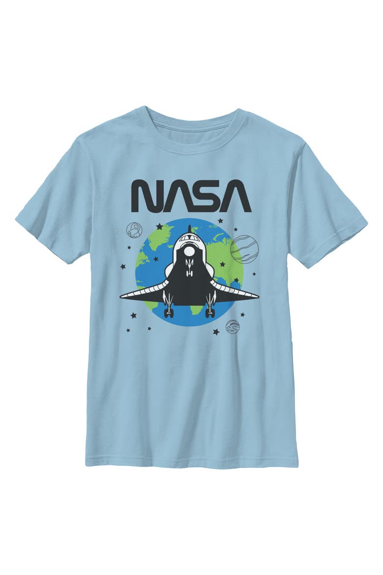 Boy's NASA Planet Earth Shuttle  Graphic T-Shirt, Main, color, Light Blue