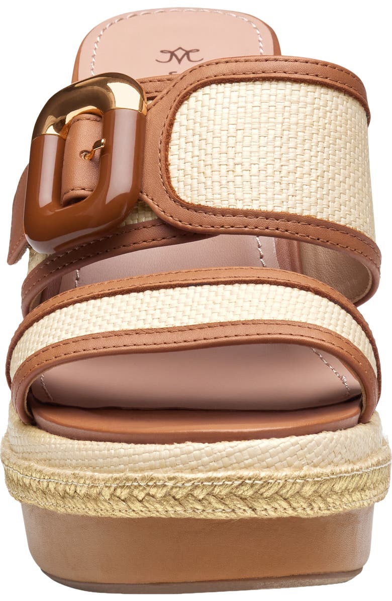 Johnston & Murphy Addison Buckle Platform Wedge Slide Sandal, Alternate, color, Natural Raffia