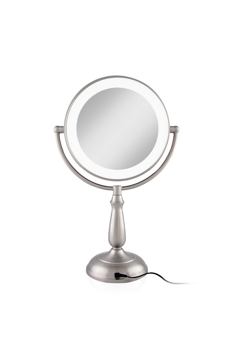 Zadro Lighted Makeup Mirror with 12X/1X Magnification & Touch Base Controls, Alternate, color, Satin Nickel