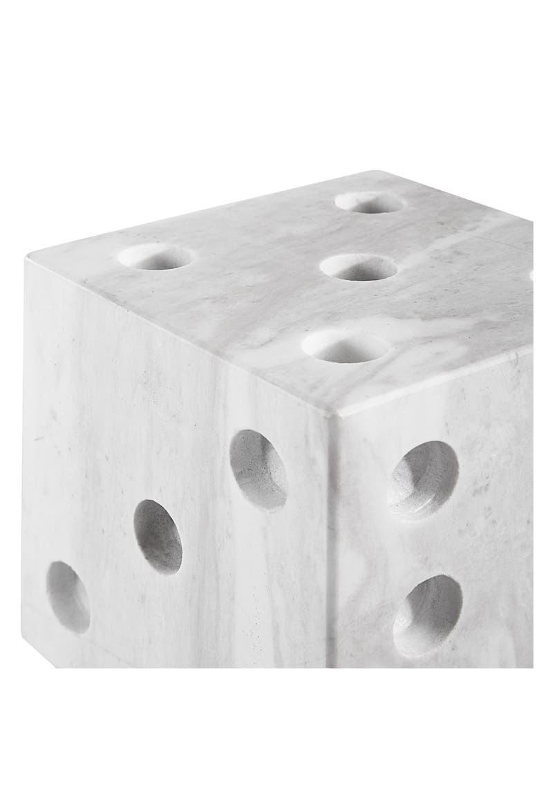 Decorative Marble Dice Sculpture, Alternate, color, WHITE