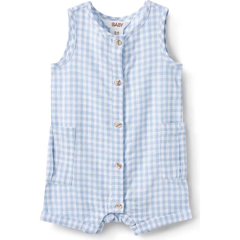 Cotton On Kids Jacob Sleeveless Playsuit In Dawn Blue Mini Gingham