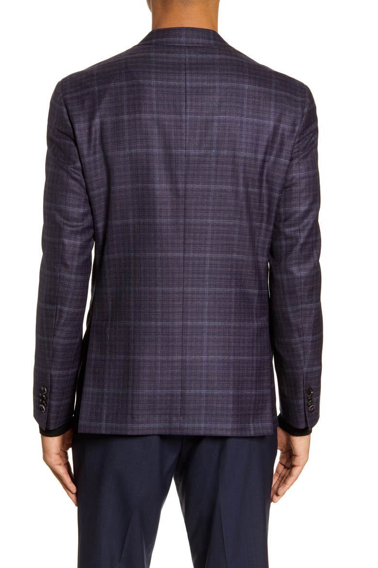 Konan Trim Fit Plaid Wool Sport Coat, Alternate, color, PURPLE